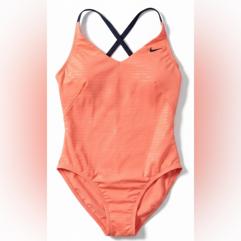 NIKE Glossy Cross Back One Piece Swimsuit Size XS - Hygiene Liner Attached